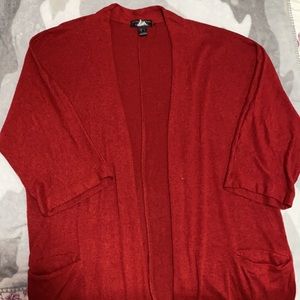 Red cardigan